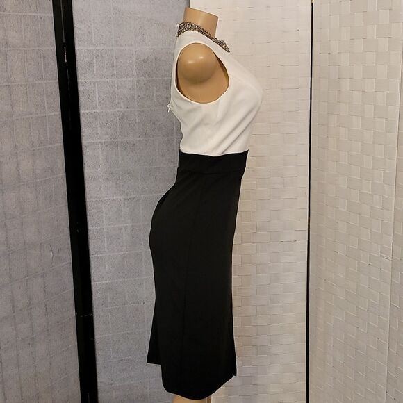 BRAND NEW BISSOU BISSOU MOCK JEWEL NECK SLEEVELESS SHEATH DRESS - Picture 5 of 14